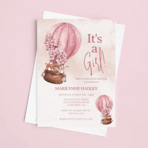 Het is een meisje Knuffel Beer Ballon Baby Shower Kaart