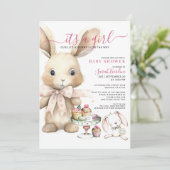 Het is een meisje konijn Baby shower Kaart (Staand voorkant)