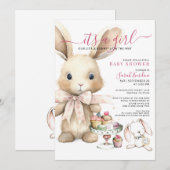 Het is een meisje konijn Baby shower Kaart (Voorkant / Achterkant)