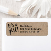 Het is een meisje, Kraft stijl rustiek adres Etiket (Insitu)
