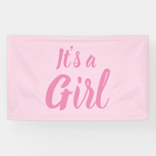 Het is een meisje, licht roze baby shower, geslach spandoek