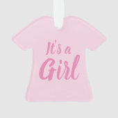Het is een meisje, lichtroze baby shower, seksespe ornament (achterkant)