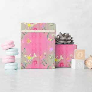 "Het is een meisje" Met de hand getekende illustra Cadeaupapier