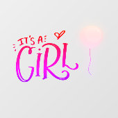 Het is een meisje met een roze ballon raamsticker (Vel)