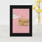 Het is een meisje met ooievaar kaart (Gele Bloem)