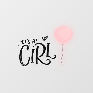 Het is een meisje met roze ballon baby raamsticker