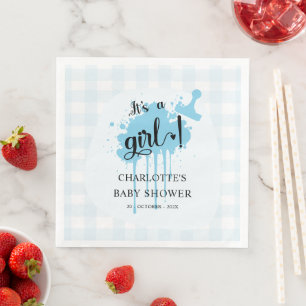 Het is een meisje Mooie pastel blauw geruit babyfe Servet