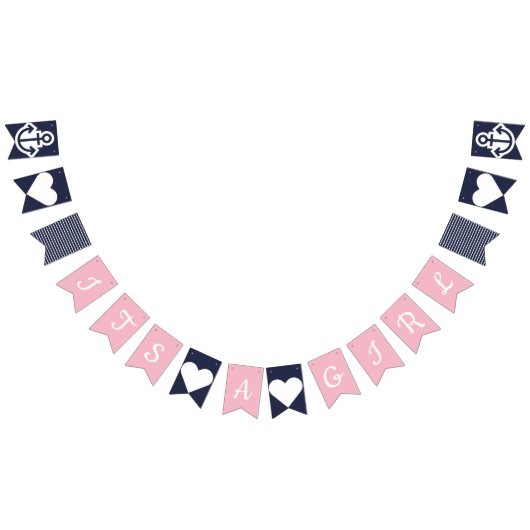 Het is een Meisje Nautical Bunting Vlaggetjes (Alle)
