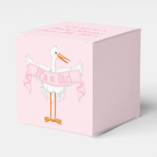 Het is een meisje ooievaar Baby shower gunst box Bedankdoosjes (Voorkant Zijde)