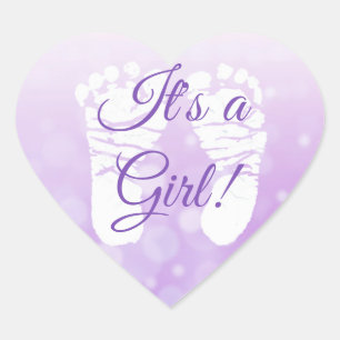 Het is een meisje Paarse Baby shower Stickers