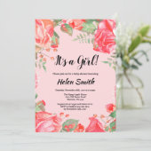 Het is een meisje paarse bloemen baby shower uitno kaart (Staand voorkant)