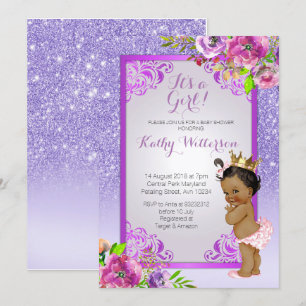 Het is een meisje Paarse Gouden Baby shower Uitnod Kaart