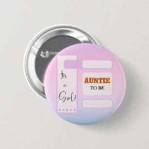 Het is een meisje! Paarse Gradiënt Schattige Tante Ronde Button 5,7 Cm