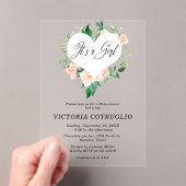 Het is een meisje perzik Baby shower acryl uitnodi Acryl Uitnodigingen (Insitu (Draagbaar))