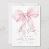 Het is een meisje Pink Bow baby meisje douche Kaart (Voorkant)