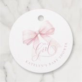 Het is een meisje Pink Bow Baby shower Bedankjes Labels (Achterkant)