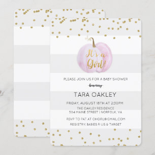 Het is een meisje Pompoen Glitter Baby Shower Uitn Kaart