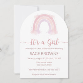 Het is een meisje regenboog baby shower uitnodigin kaart