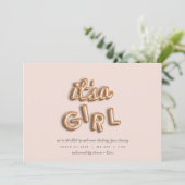 Het is een meisje! Roos goud/PINK Aankondiging (Staand voorkant)