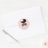 Het is een meisje! Roze Baby Buggy Sticker (Envelop)