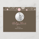 Het is een meisje! - Roze Baby Girl Custom Briefka Aankondigingskaart (Achterkant)