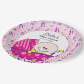 Het is een meisje roze Baby koets Baby shower Papieren Bordje (Gekanteld)