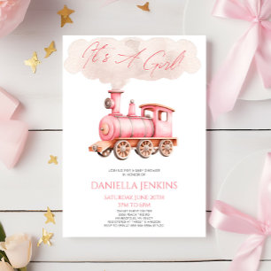 Het is een meisje! Roze  Baby shower Kaart