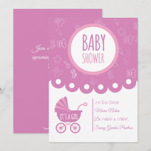 Het is een meisje Roze baby shower kaart   Schatti