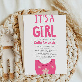 Het is een meisje roze baby slabbetje Baby shower Kaart