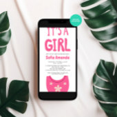 Het is een meisje roze baby slabbetje Baby shower Kaart