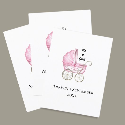 Het is een meisje! Roze Baby Zwangerschapsaankondi Briefkaart