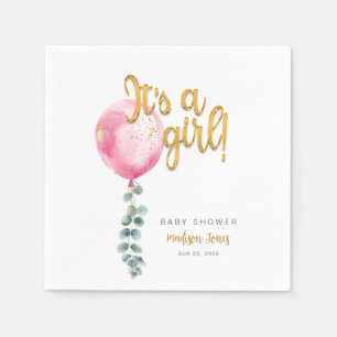 Het is een meisje roze ballon Baby shower servette Servet