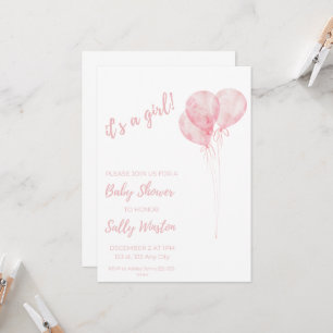 Het is een meisje roze ballonnen Baby shower uitno Kaart