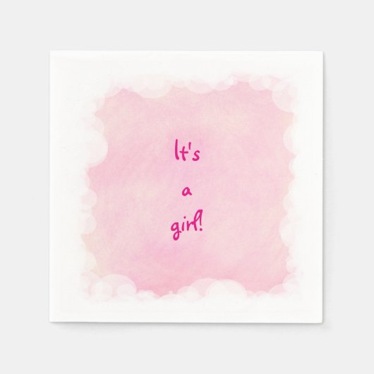 Het is een meisje roze blends witte wolken bubbels servetten (Voorkant)