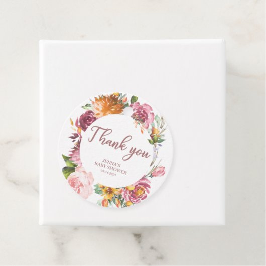 Het is een Meisje Roze Bloemen DANK U, Baby shower Bedankjes Labels (In situ)