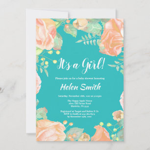 Het Is Een Meisje Roze Bloemige Baby Shower Uitnod Kaart