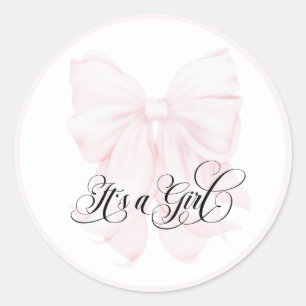 Het is een Meisje Roze Bow Modern Elegant Baby sho Ronde Sticker