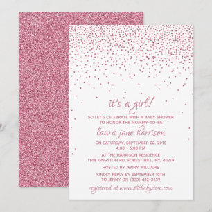 Het is een meisje! Roze Confetti Baby shower Kaart