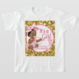 Het is een Meisje Roze & Goud Etnisch Baby shower  T-shirt