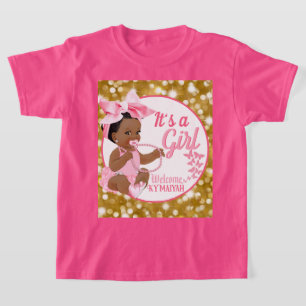 Het is een Meisje Roze & Goud Etnisch Baby shower T-shirt