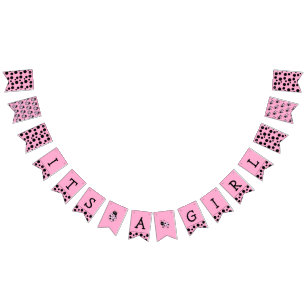 Het is een meisje, roze lieveheersbeestje Baby sho Vlaggetjes