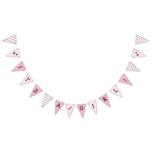 Het is een meisje roze lieveheersbeestje thema Bab Vlaggetjes