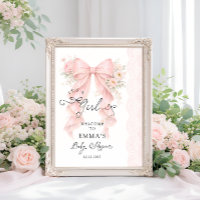 Het is een meisje roze lint babyshower welkom