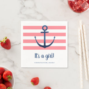 Het is een meisje roze marine baby shower servette servet