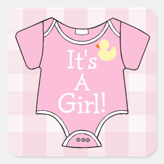 Het is een meisje-roze onsie vierkante sticker (Voorkant)