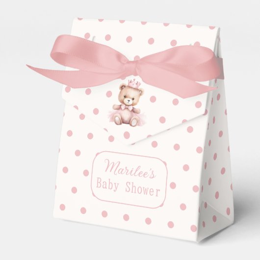 Het is een meisje roze prinses Beer Baby shower Bedankdoosjes (Voorkant Zijde)