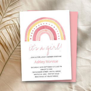 Het is een Meisje Roze Rainbow Baby shower Invitat Kaart