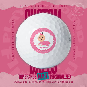 Het is een meisje Roze Stippen Baby Shower Geslach Golfballen