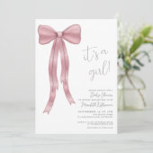 Het is een meisje roze strik Baby shower Kaart (Staand voorkant)