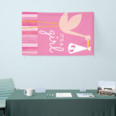 Het is een meisje | Roze strips en strips Spandoek (Beurs)